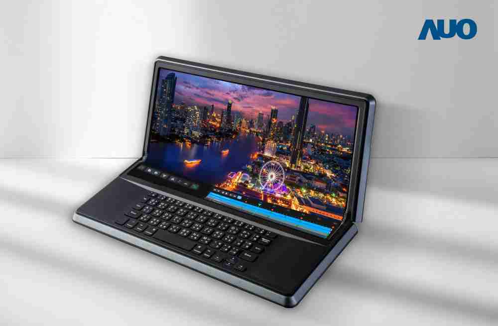 888.BY集团电子游戏14.6吋Micro LED折迭显示屏幕，，，，搭配半径4mm的弯折绞炼，，以及高画素、、、、高亮度、、高对比度的显示技术特点，，，即便在大视角下仍保有绝佳色相与亮度